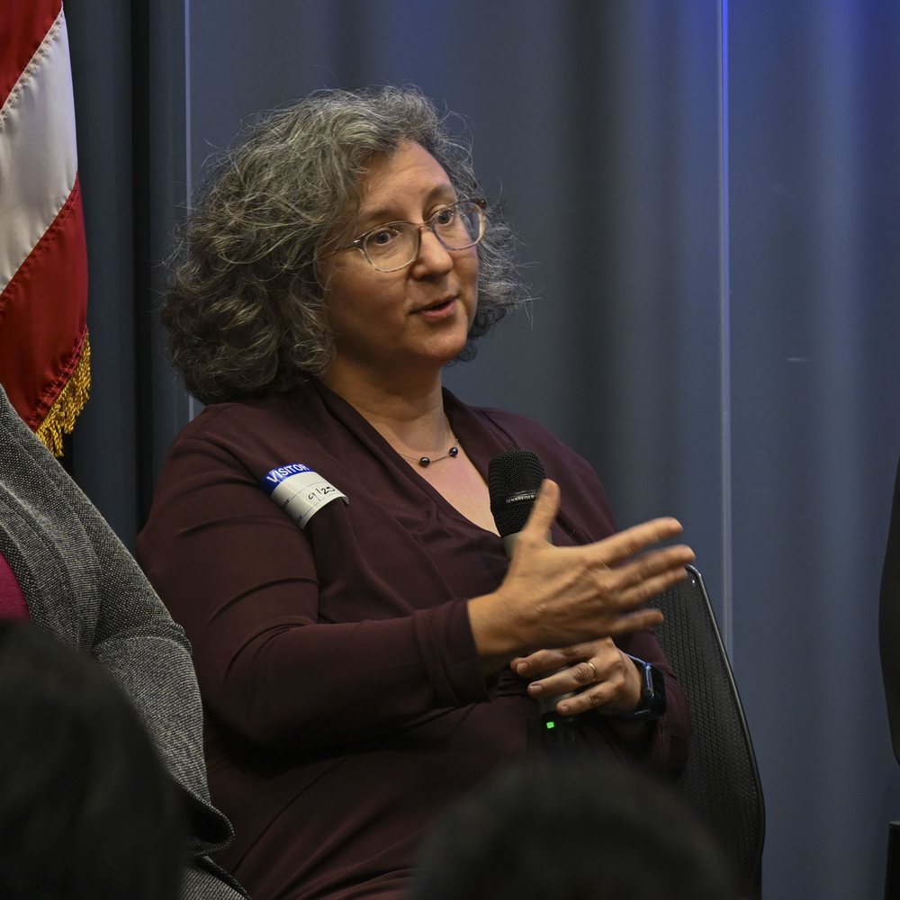 Elizabeth Lower-Basch speaking on a panel